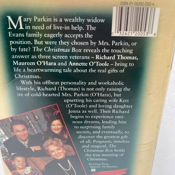 Vintage The Christmas Box VHS Tape Clamshell Case Richard Thomas Maureen O'Hara - Picture 3 of 9
